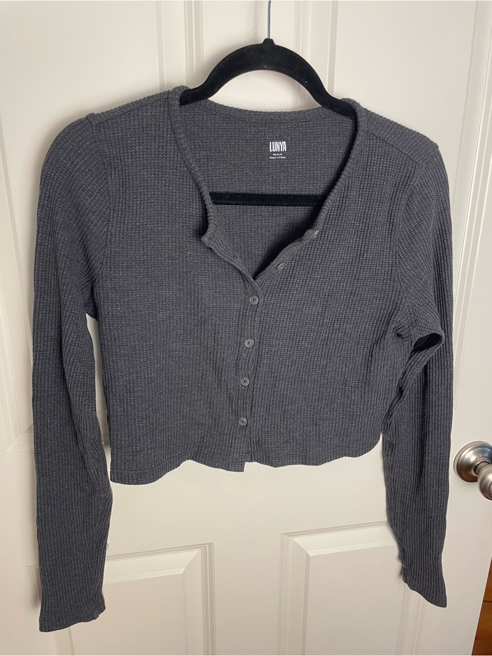 lunya Restore Waffle-Knit Cropped cardigan